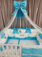 PEPPIbambini - Lenjerie patut 11 piese ROYAL White Turqoise - imagine 5