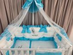 PEPPIbambini - Lenjerie patut 11 piese ROYAL White Turqoise - imagine 3