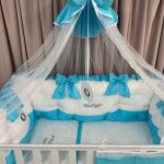 PEPPIbambini - Lenjerie patut 11 piese ROYAL White Turqoise - imagine 2
