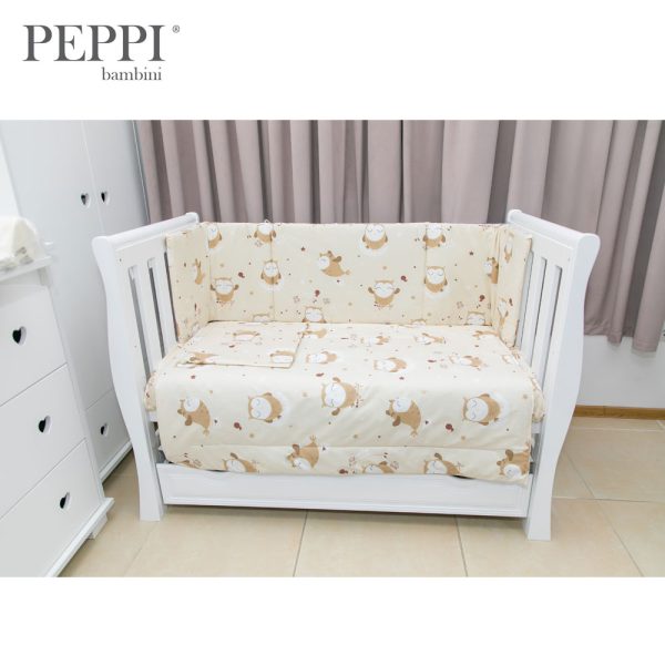 PEPPIbambini - Lenjerie patut 4 piese Bird Beige
