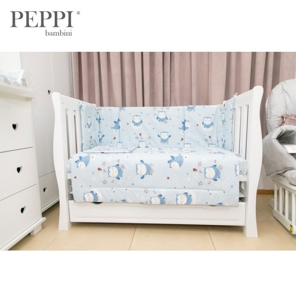 PEPPIbambini - Lenjerie patut 4 piese Bird Blue