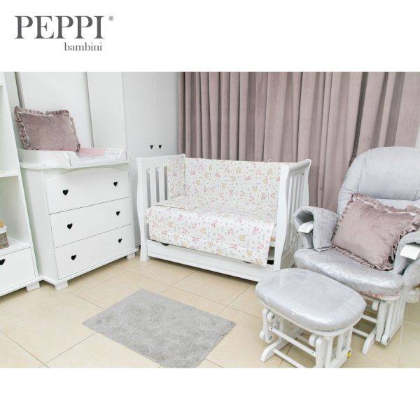 PEPPIbambini - Lenjerie patut 5 piese Elephant Pink