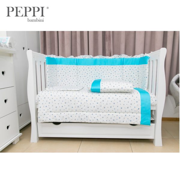 PEPPIbambini - Lenjerie patut 4 piese Star Blue