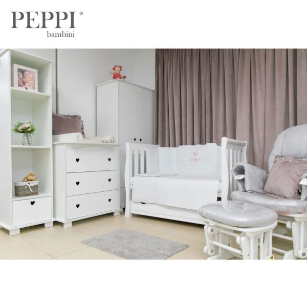 PEPPIbambini - Lenjerie patut 5 piese cu broderie Butterfly White