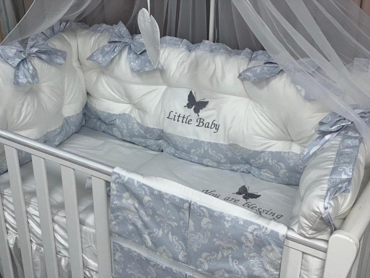 PEPPIbambini - Lenjerie patut 11 piese ROYAL White Blue - imagine 2