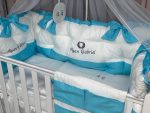 PEPPIbambini - Lenjerie patut 11 piese ROYAL White Turqoise - imagine 3