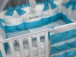 PEPPIbambini - Lenjerie patut 11 piese ROYAL White Turqoise - imagine 4