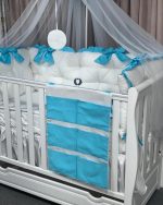 PEPPIbambini - Lenjerie patut 11 piese ROYAL White Turqoise - imagine 4