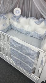 PEPPIbambini - Lenjerie patut 11 piese ROYAL White Blue - imagine 4
