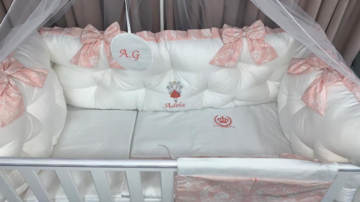 PEPPIbambini - Lenjerie patut 11 piese ROYAL White Somon - imagine 6