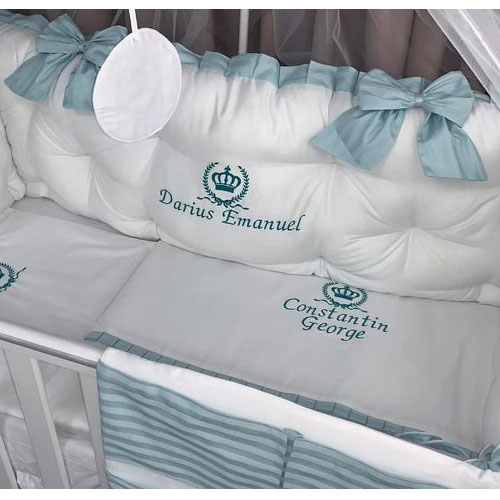 PEPPIbambini – Lenjerie patut 11 piese ROYAL White Mint