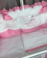 PEPPIbambini - Lenjerie patut 11 piese ROYAL White Pink - imagine 2