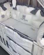 PEPPIbambini - Lenjerie patut 11 piese ROYAL White Grey - imagine 3