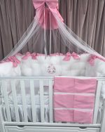 PEPPIbambini - Lenjerie patut 11 piese ROYAL White Pink - imagine 2