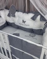 PEPPIbambini - Lenjerie patut 11 piese ROYAL White Grey - imagine 2