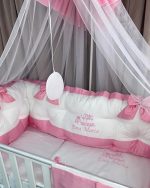 PEPPIbambini - Lenjerie patut 11 piese ROYAL White Pink - imagine 4