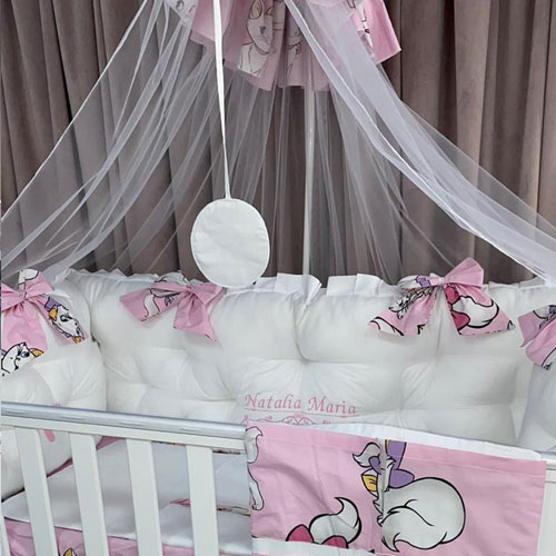 PEPPIbambini-ROYAL-3998-1 PEPPIbambini - Lenjerie patut 11 piese ROYAL Kitty Pink - Image 1
