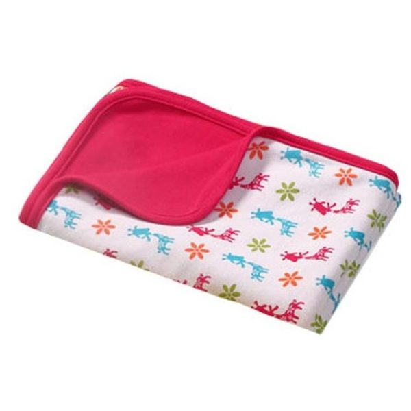 Patura din bumbac pentru bebelusi 75x100 cm Pink Giraffe