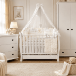 Lenjerie de patut personalizata 11 piese ROYAL Catifea White - PEPPIbambini