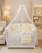 Lenjerie de patut personalizata 11 piese ROYAL White - PEPPIbambini - imagine 2