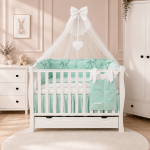 Lenjerie de patut personalizata 11 piese ROYAL Catifea Mint - PEPPIbambini