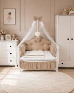 Lenjerie de patut personalizata 11 piese REGAL Catifea Beige - PEPPIbambini - Image 4