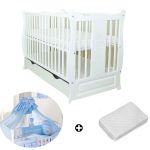MAMO-TATO - Patut multifunctional Eva + Saltea Cocos + Lenjerie 5 piese Blue