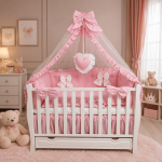 Lenjerie de patut personalizata 11 piese ROYAL Pink - PEPPIbambini