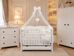 Lenjerie de patut personalizata 11 piese ROYAL White Catifea Natalia - PEPPIbambini - imagine 4