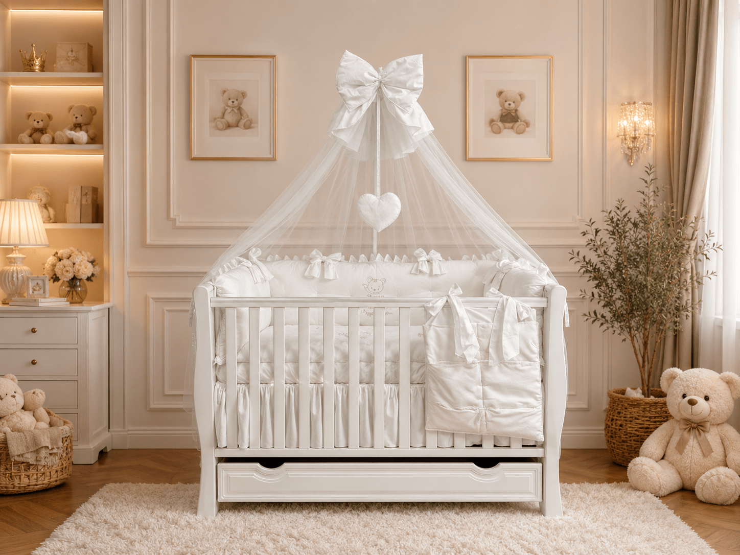 lenjerie-bebe-personalizata-09-12-2024-1 Lenjerie de patut personalizata 11 piese ROYAL Catifea White - PEPPIbambini - Image 1