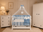 Lenjerie de patut personalizata 11 piese ROYAL Catifea Blue - PEPPIbambini