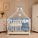 Lenjerie de patut personalizata 11 piese ROYAL Catifea Blue - PEPPIbambini