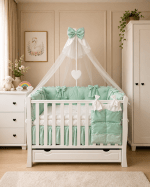 Lenjerie de patut personalizata 11 piese ROYAL Catifea Mint Ayana - PEPPIbambini