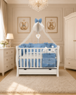 Lenjerie de patut personalizata 11 piese ROYAL Catifea Blue Dominic - PEPPIbambini - imagine 4