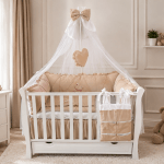 Lenjerie de patut personalizata 11 piese REGAL Beige - PEPPIbambini