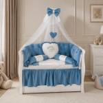 Lenjerie de patut personalizata 11 piese REGAL Blue - PEPPIbambini