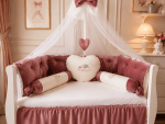 Lenjerie de patut personalizata 11 piese REGAL Pink - PEPPIbambini - imagine 2