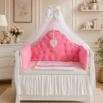 Lenjerie de patut personalizata 11 piese REGAL Pink - PEPPIbambini - imagine 2