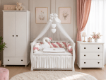 Lenjerie de patut personalizata 11 piese -Laterale Impletite Catifea Pink Lebada - PEPPIbambini