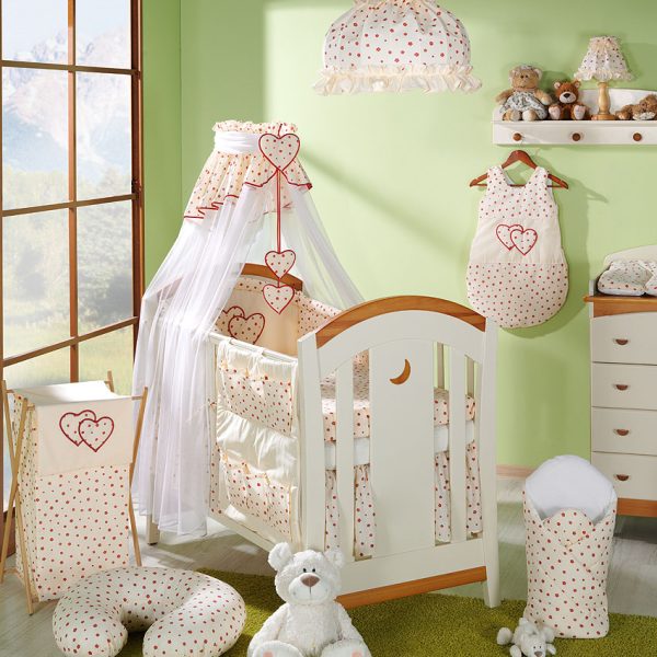 MAMO-TATO - Lenjerie patut 5 piese 120x60 Inimioare