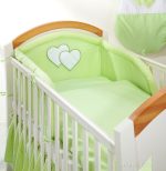 MAMO-TATO - Lenjerie patut 5 piese 140x70 Inimioare Verde - imagine 2