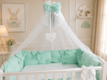 Lenjerie de patut personalizata 11 piese ROYAL Catifea Mint - PEPPIbambini - imagine 3
