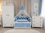 Lenjerie de patut personalizata 11 piese -Laterale Impletite Catifea Blue - PEPPIbambini
