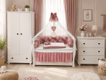 Lenjerie de patut personalizata 11 piese -Laterale Impletite Catifea Pink - PEPPIbambini