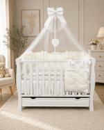 Lenjerie de patut personalizata 11 piese ROYAL Catifea White David - PEPPIbambini - imagine 3