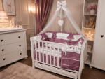 Lenjerie de patut personalizata 11 piese ROYAL White Purple - PEPPIbambini
