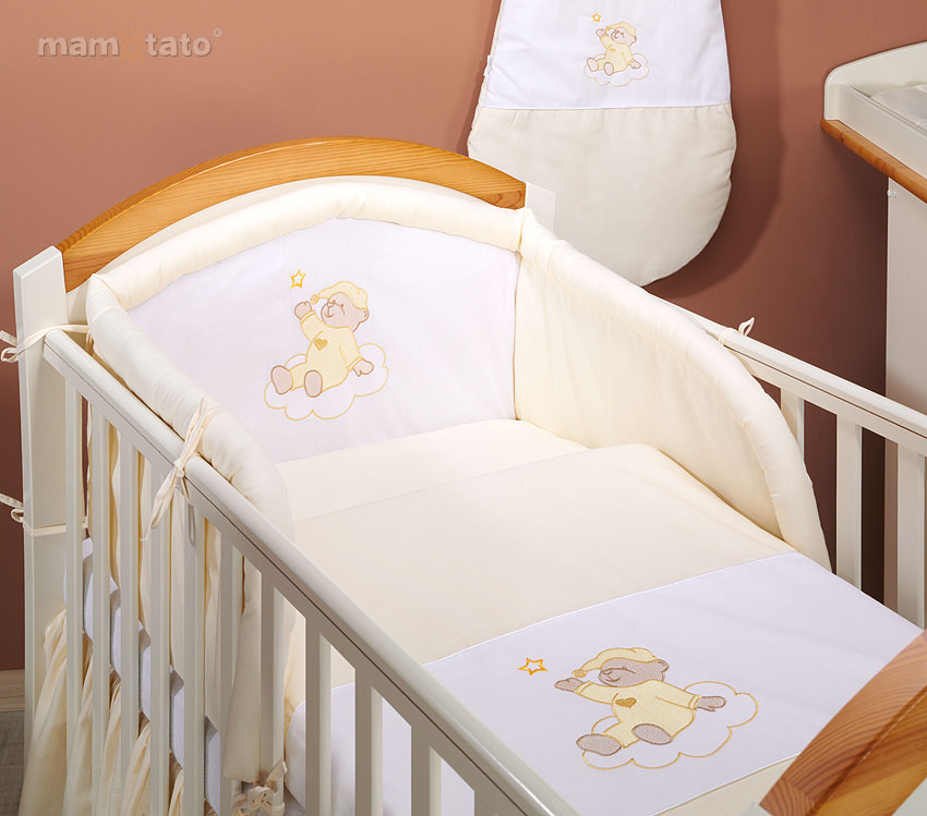 lenjerie-ursulet-crem-120x60-b-2 MAMO-TATO - Lenjerie patut 2 piese 120x60 Ursulet Crem - Image 1