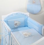 MAMO-TATO - Lenjerie patut 14 piese 120x60 Ursulet si Iepuras Albastru - imagine 2