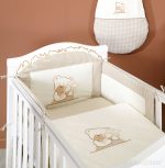 MAMO-TATO - Lenjerie patut 14 piese 120x60 Ursulet si Iepuras Crem - imagine 3