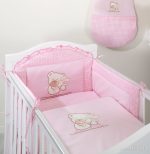 MAMO-TATO - Lenjerie patut 14 piese 120x60 Ursulet si Iepuras Roz - imagine 2
